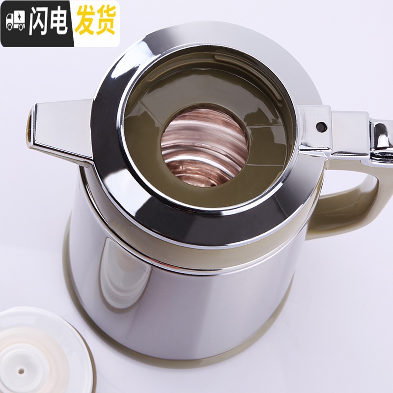 三维工匠清水家用热水瓶茶暖瓶玻璃内胆不锈钢外壳大容量保温瓶暖壶暖水壶 4192-1.9柚木高清大图