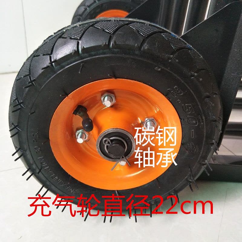 手拉车折叠便携行李车买菜车拉货车载重王小拉车小推车家用|中号方管橡胶轮加厚*+送2绳图片