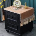欧式床头柜布盖布卧室搭布防尘罩大喜庆结婚装饰布长方形罩套 语晨咖色床头柜 45*90cm（尺寸不含花边）