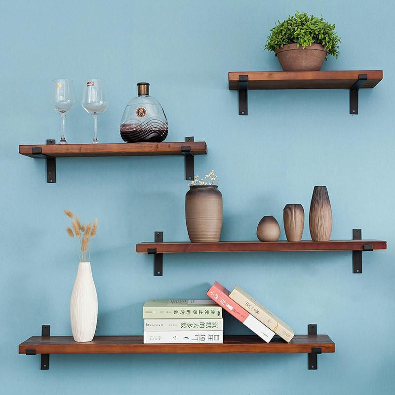 丁字支架 长20*宽15*厚2配两个支架 墙上置物架一字隔板墙壁书架实木