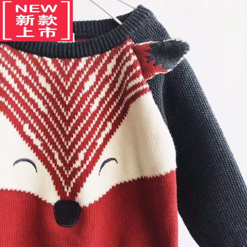 可莉允秋款儿童狐狸毛衣2岁宝宝套头毛线衫加绒加厚3男女童洋气外套5冬6图片