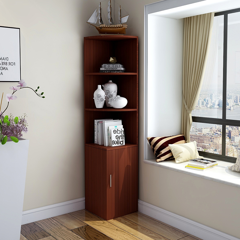 森美人简约现代客厅卧室角柜墙角柜三角形转角置物架收纳储物柜边柜书柜 200*45*45五层组装