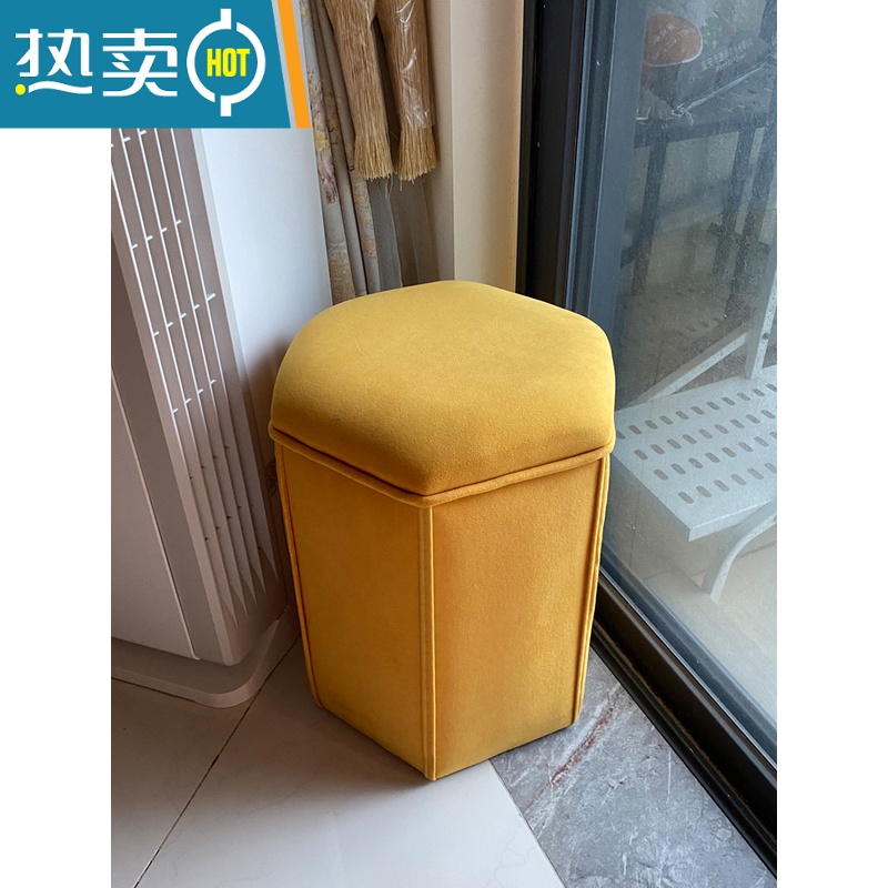 敬平布艺储物凳子家用门口方凳阳台收纳凳客厅化妆矮凳网红可坐换鞋凳高清大图