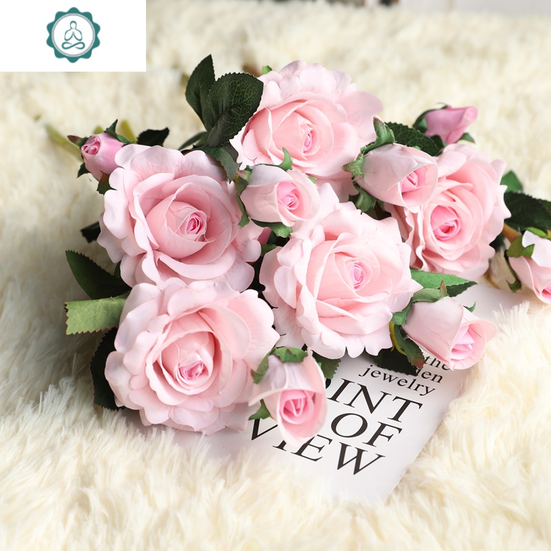 Ins北欧仿真玫瑰花假花套装家居客厅室内干花花束装饰花摆件摆设封后紫罗兰五支图片 高清实拍大图 苏宁易购