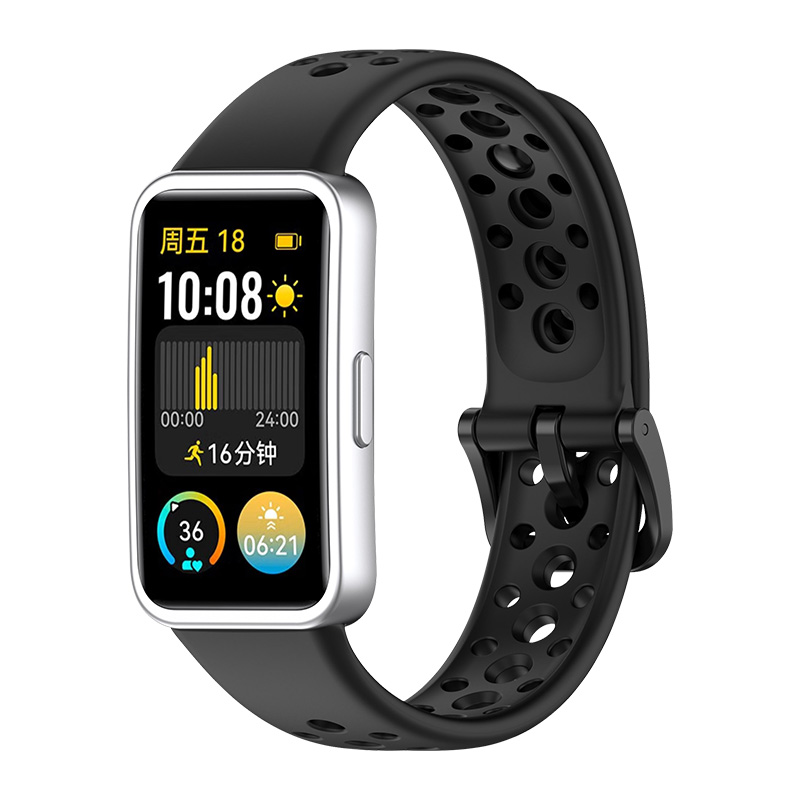 适用华为手环8/9/10表带nfc通用智能运动液态硅胶TPU透气防水表带高清大图