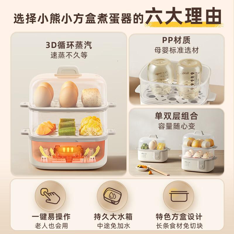 小熊(Bear)煮蛋器 蒸蛋器 单双层家用多功能高温保护早餐鸡蛋羹迷你电蒸锅?ZDQ-D12R3高清大图