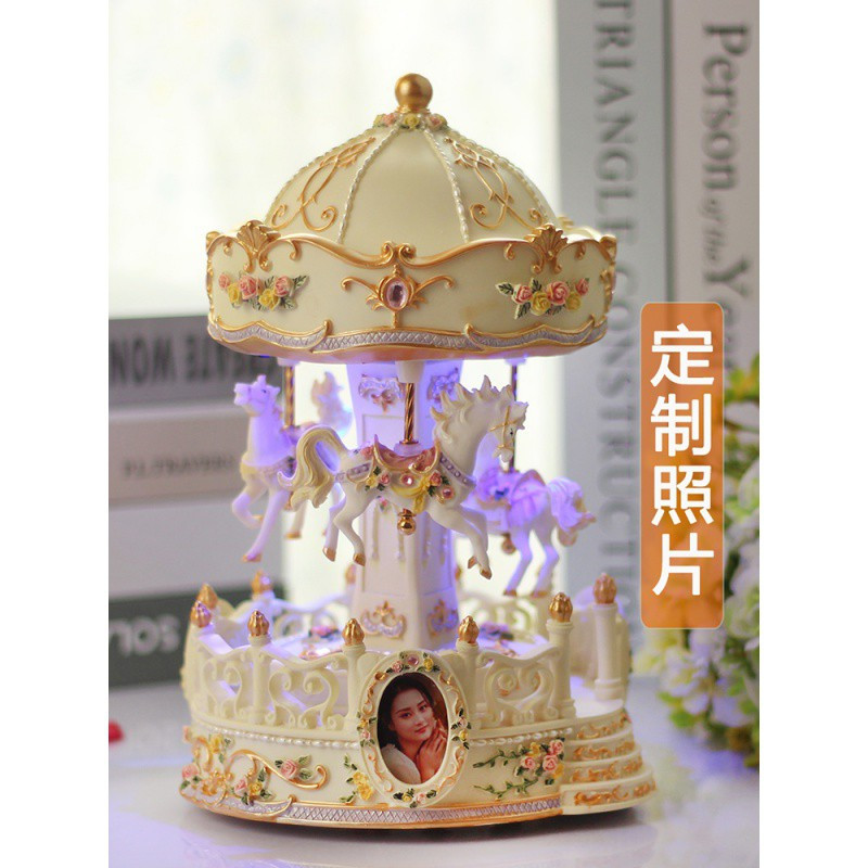 音乐盒八音盒旋转木马摆件送女生生日公主儿童小女孩天空之城 三维工匠 豪华款白色-双曲(天空之城+生日快乐)+旋转升降