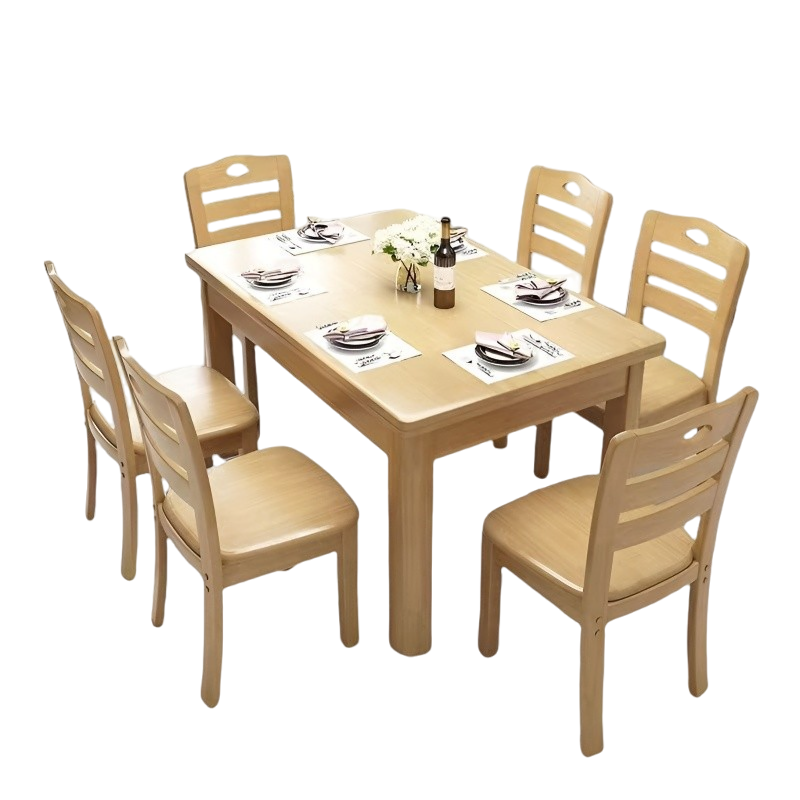 晨磊 餐桌椅 原木色 套高清大图