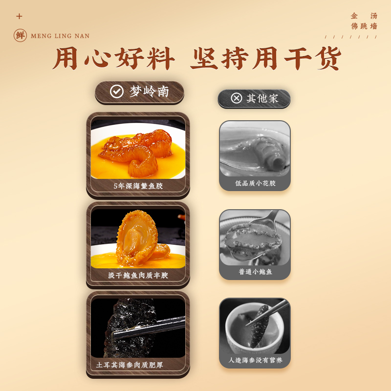 梦岭南正宗海参金汤佛跳墙 加热煮食刺参鲍鱼捞饭 礼盒装250g*8盒 正品官方旗舰店 海味海鲜大盘菜