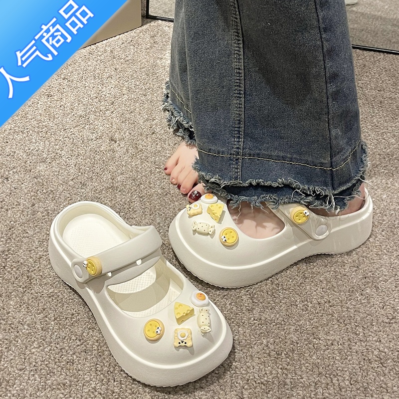 SUNTEK玛丽珍洞洞鞋女款海边沙滩凉鞋2023年新款包头厚底拖鞋女夏季外穿高清大图