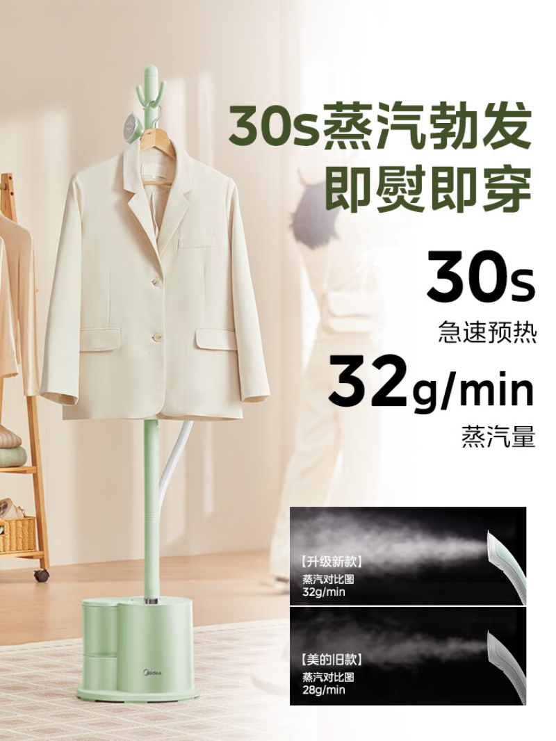 美的 Midea 家用挂式蒸汽加热小型立式挂烫机 YGJ15L1高清大图