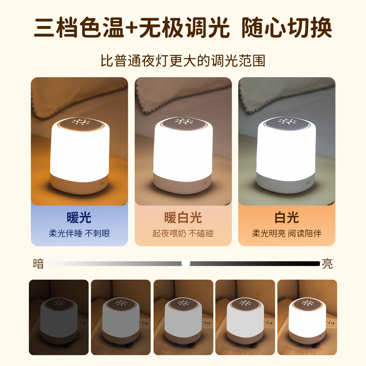 雷士照明小夜灯充电卧室床头睡眠婴儿房喂奶夜间新生儿童台灯新款高清大图