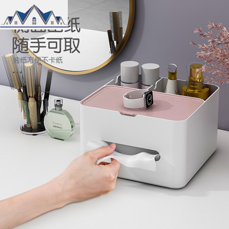 网红化妆品收纳盒宿舍整理客厅茶几桌面纸巾盒大容量梳妆台置物架 三维工匠高清大图