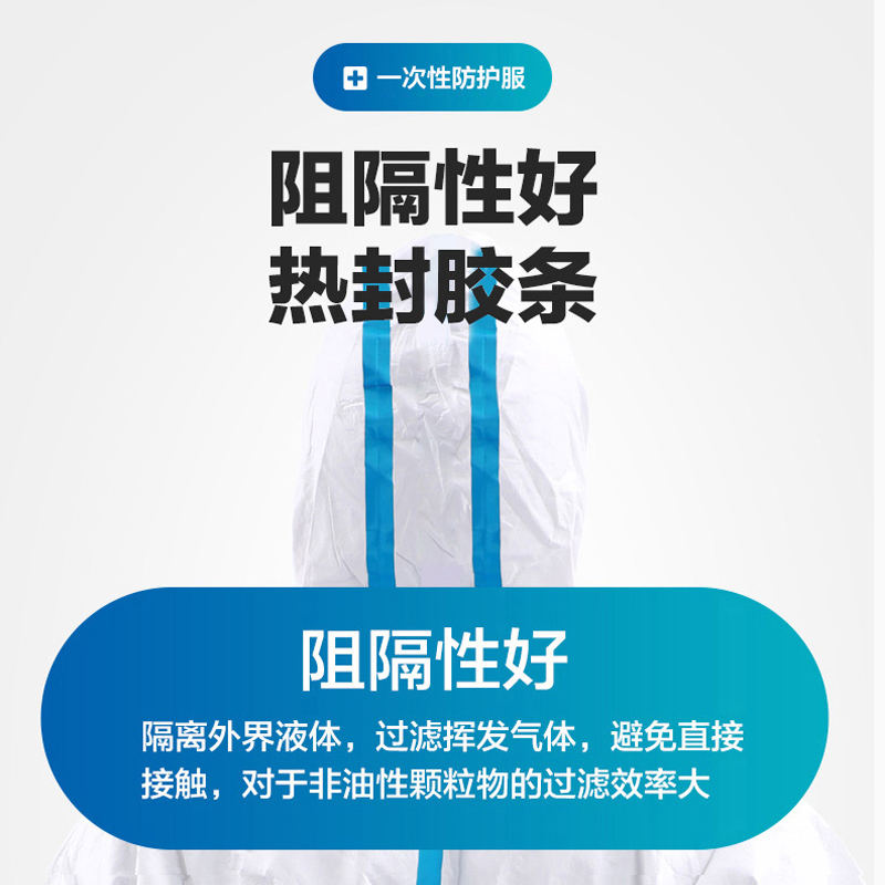 酷博睿(coobery)127 防护服一次性隔离服双层加厚覆膜无纺布工作服全身带帽连体隔离服 单独服装 185高清大图
