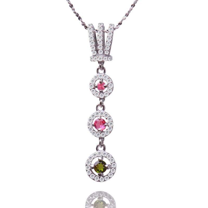 梦克拉Mkela S925银镶碧玺吊坠 缤纷 宝石吊坠