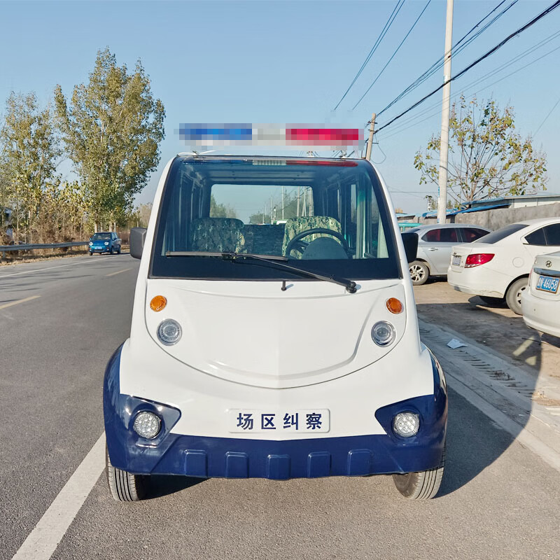 德武军恒电动巡逻车三排8座全封闭四轮观光车4000瓦+72v150ah*9只铅酸电池刹车助力方向助力