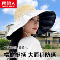 防晒帽女夏黑胶渔夫可折叠遮阳遮全脸骑电动车2022新款大檐太阳帽