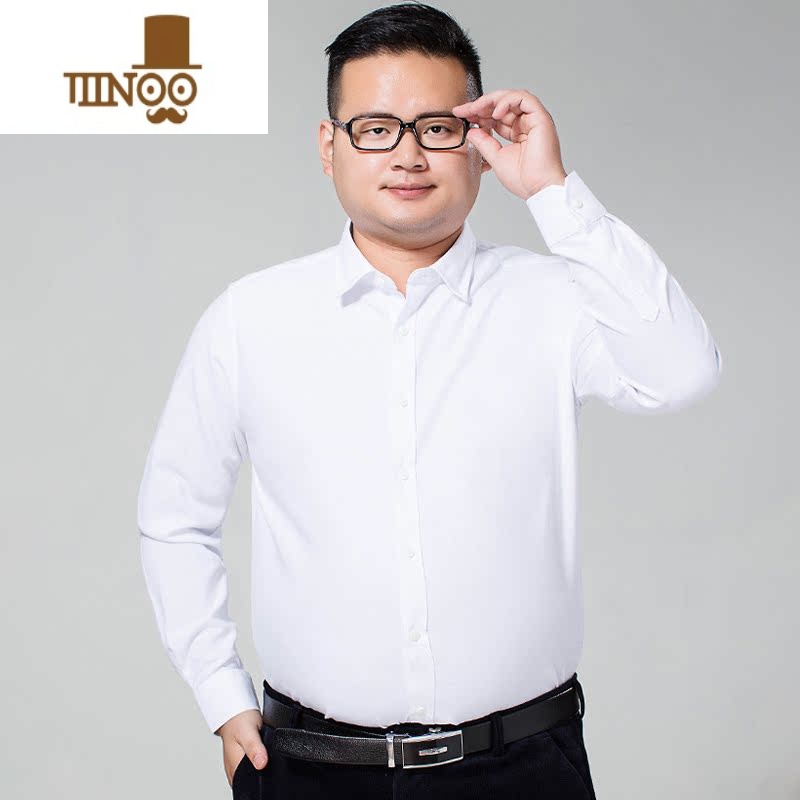 YANXU加肥加大特大码长袖男衬衫300斤潮ins内搭感轻奢西装打底衬衣高清大图