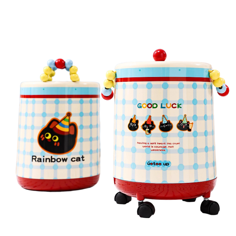 中屹得 高颜值轻奢多巴胺风可爱客厅卧室带盖卫生间桶 个高清大图