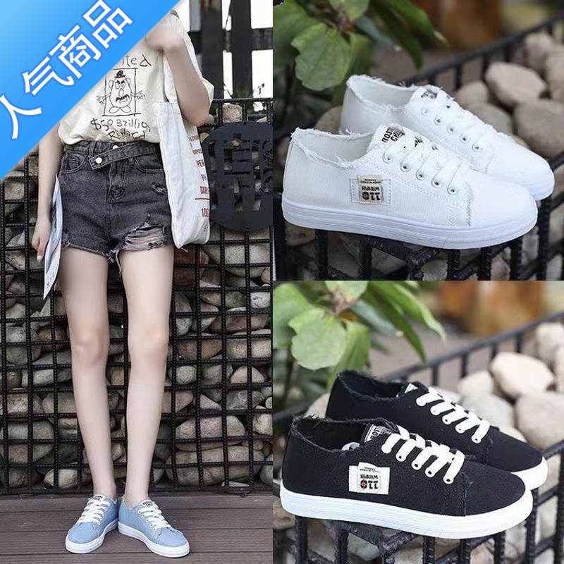 SUNTEK帆布鞋女学生韩版2023夏季新款时尚百搭休闲板鞋舒适 ins潮小白鞋高清大图