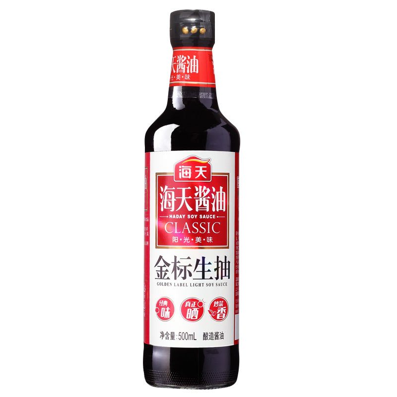 海天金标生抽500ml瓶装厨房酿造酱油炒菜烹饪凉拌火锅调料