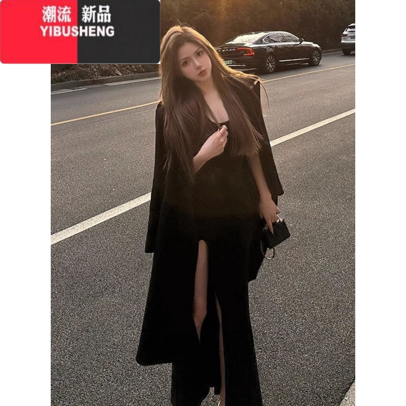 YIBUSHENG吊带连衣裙女新款季气质修身显瘦纯欲辣妹内搭包臀裙开叉长裙子