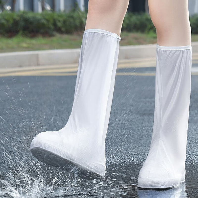 敏胤 MY-3006高帮（筒高约42cm)乳胶雨套靴防水鞋套男女通用 白色 L(40-42码）高清大图