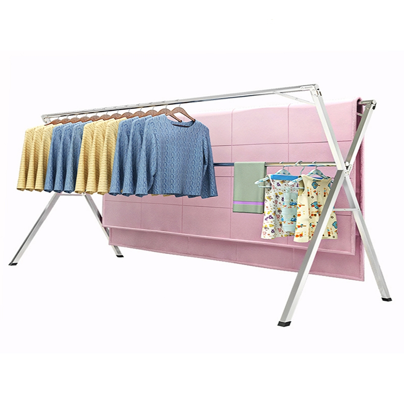 古达不锈钢晾衣架落地折叠阳台室内双杆式凉衣服x型晒架简易晒衣架子h