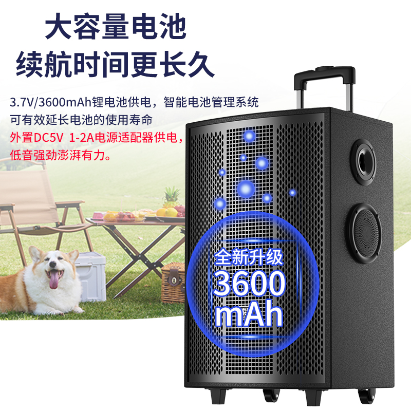 索爱(soaiy)SA-F86大功率11喇叭重低音广场舞家用户外k歌电木吉他乐器音箱蓝牙拉杆便携音箱扩音器 无麦高清大图