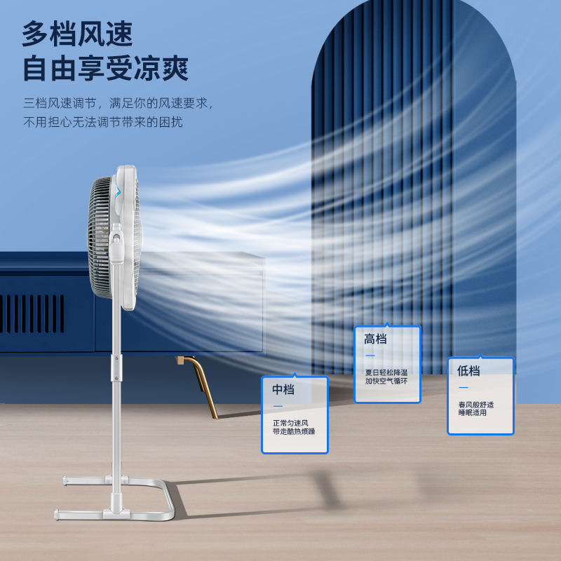 长虹落地扇电风扇学生升降扇台式办公鸿运扇立式定时转页电扇 机械款+3米线