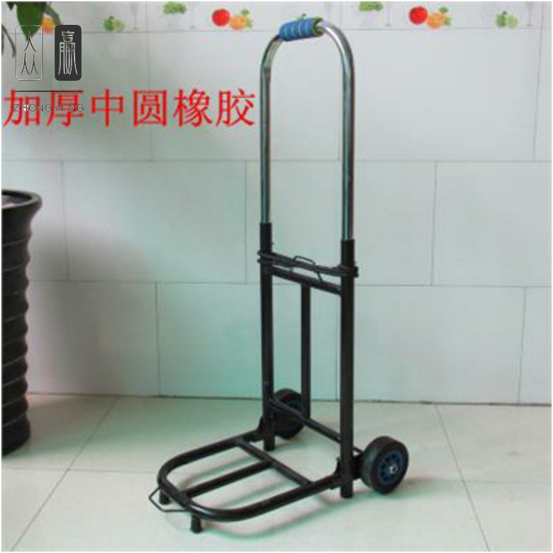 拖车买菜仓库拉货车户外手拉车重型便携式加粗拉桶装水车家用折叠 三维工匠 M15-加厚大方橡胶轮送2绑绳家用拖车高清大图