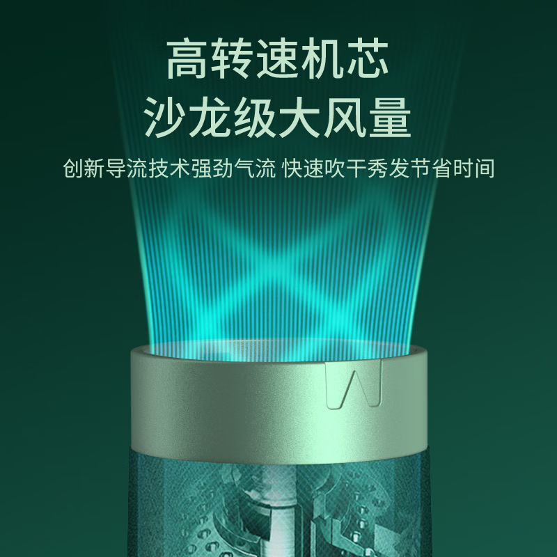 荣事达(Royalstar)电吹风家用恒温护发多功能吹风筒直发梳卷四合一宿舍小功率吹卷套装 [墨玉绿]四合一吹风筒高清大图