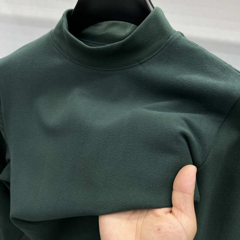 啄木鸟双面德绒长袖t恤男士秋冬季内搭保暖上衣半高领打底衫卫秋高清大图