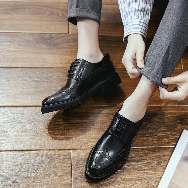 梵克公牛英伦皮鞋男时尚青年人造革洛克鞋子 2021款上新男士发型师