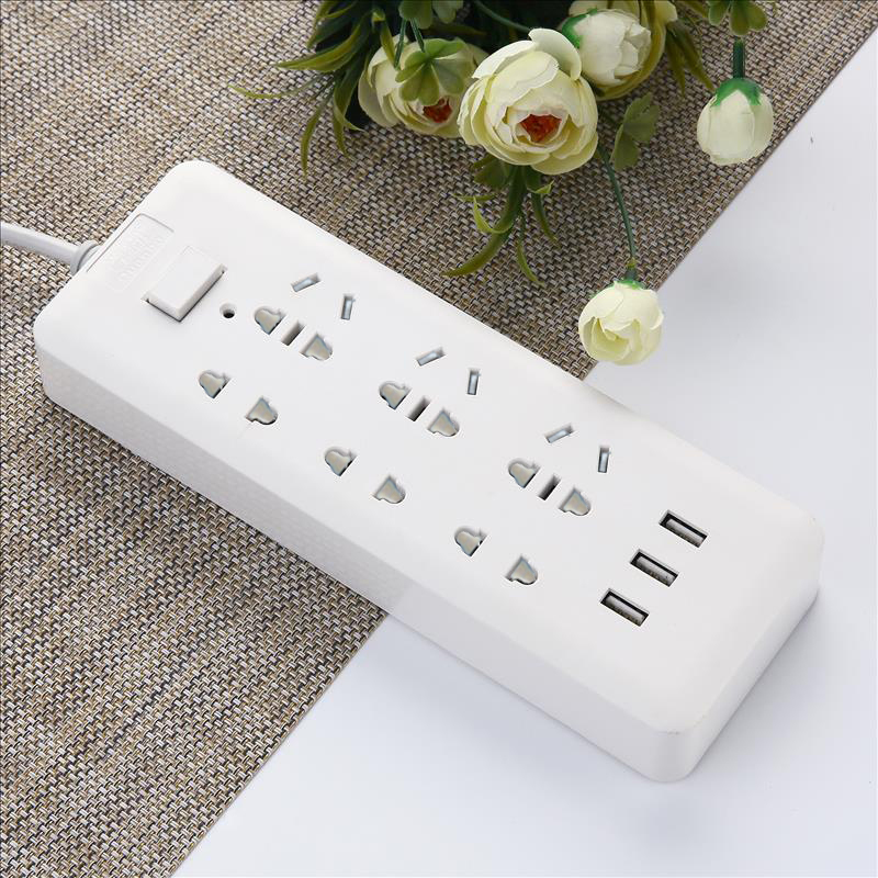 拳霸插座3usb手机充电六位插线板接线板插排排插座拖线板线长25米