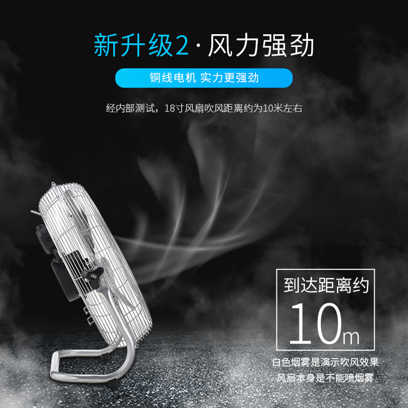 万宝强力电风扇大功率工业风扇落地扇家用商用台式趴地扇坐爬地扇银色10寸