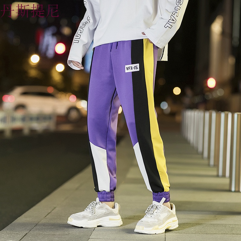 男士裤子宽松薄款九分运动休闲裤原宿潮流九分裤青少年长裤束脚裤