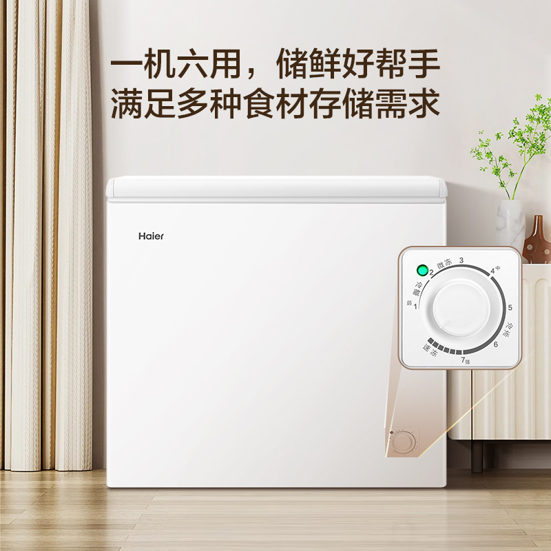 海尔(Haier)200升冷柜 家用卧式冰柜 冷柜 一机 六用