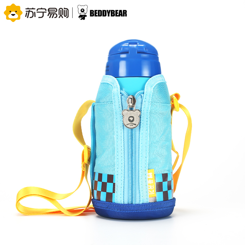 杯具熊(beddybear) 儿童保温杯宝宝学饮杯带吸管直饮两用儿童水杯男女儿童不锈钢水壶 蓝色小蛇 630ml