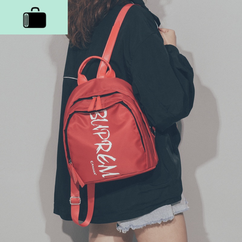 牛津布双肩包女2020新款时尚韩版潮百搭尼龙小背包ins超火书包NEWLAKE 红色