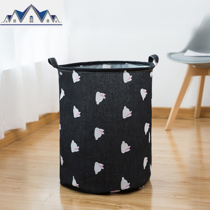 换洗衣服收纳篮脏衣篮装玩具的收纳筐布整理袋北欧衣物收纳箱篓子 三维工匠 小号黑色兔子