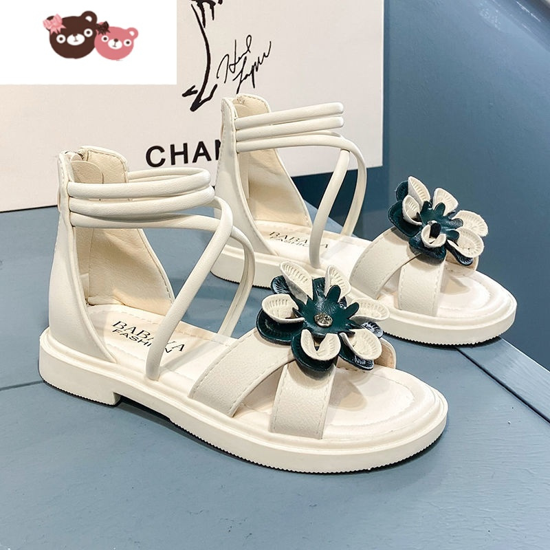 绿彩虹光女童凉鞋夏季儿童罗马凉鞋女孩宝宝公主夏天鞋子中大童软底