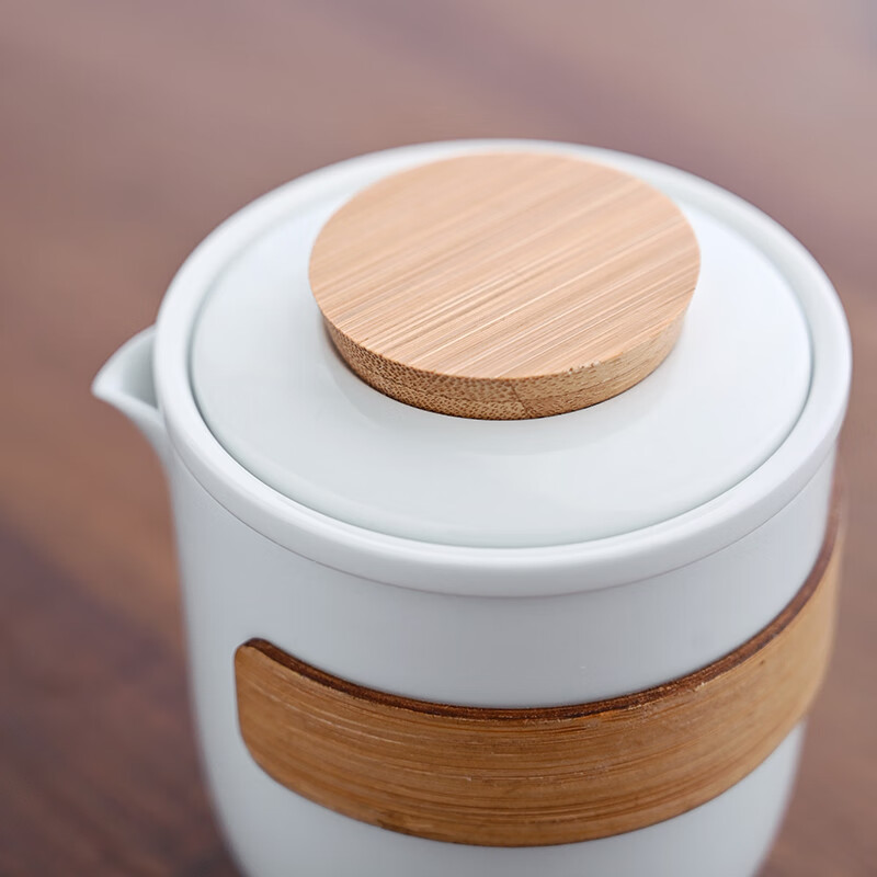金镶玉 智慧白瓷旅行茶具 便携式茶具套装 泡茶壶240m 杯子45ml高清大图