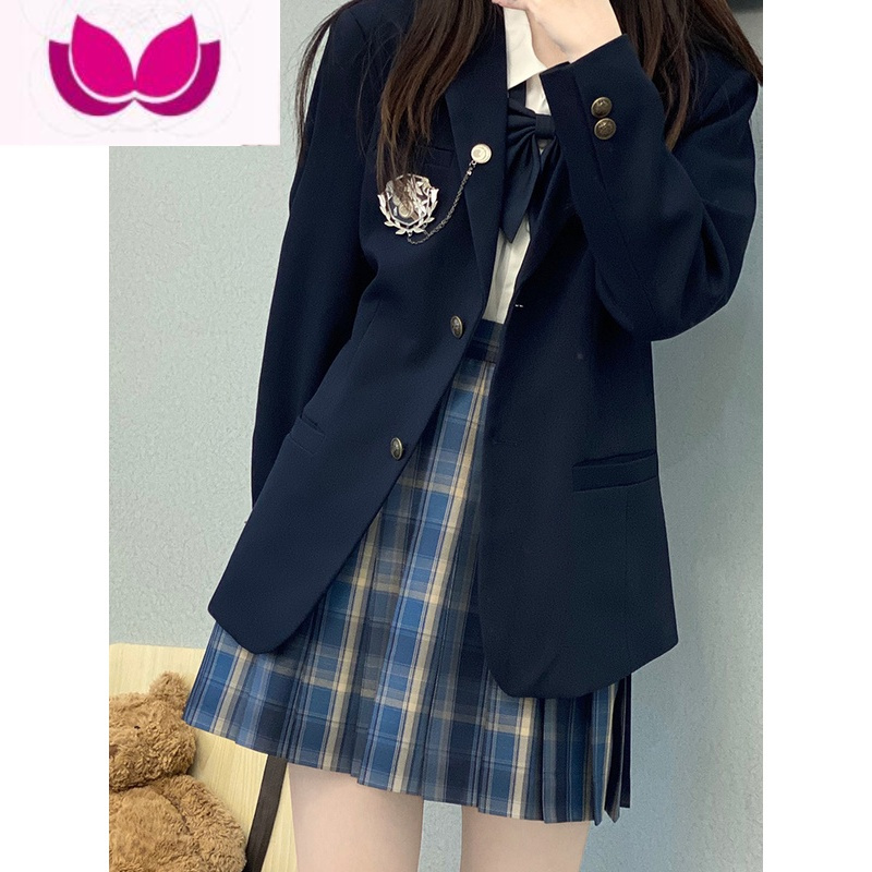 七斓[冰淇淋与鲸]jk制服西服外套女学院风西装套装宽松校供