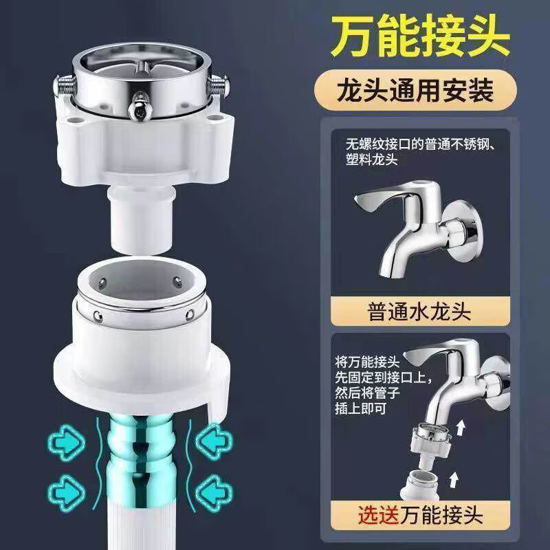 Jianjtx 全自动洗衣机连接进水管滚筒波轮延长管软管注水管加厚四层防爆上水管加长管接口带钢头配件 1米高清大图