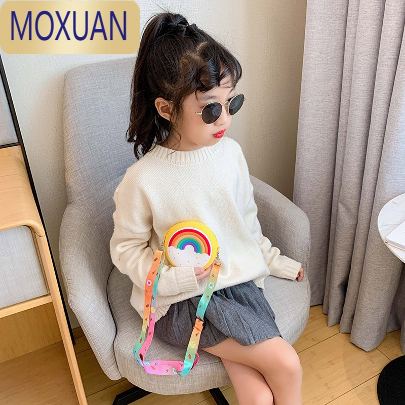 moxuan儿童包包女童斜挎包可爱彩虹硅胶单肩包小女孩包包宝宝时尚小包