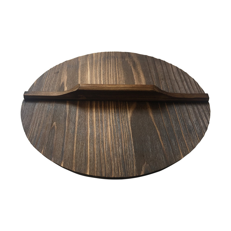 手工炒锅烘焙精灵盖木质传统杉木章丘铁锅家用锅盖 36cm