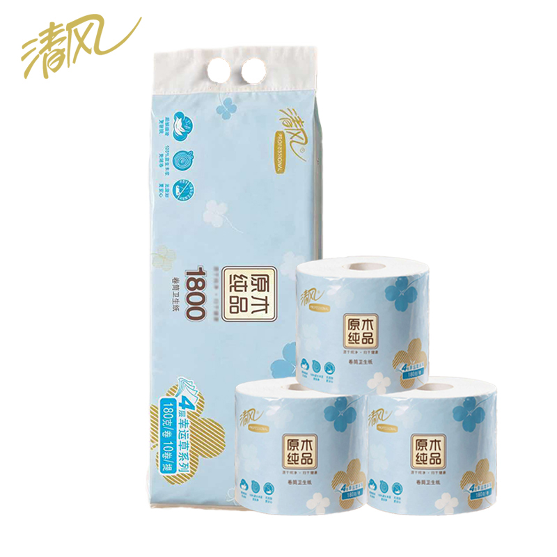 清风 A20CGW 幸运草系列 4层180克/卷 10卷/提 卷筒卫生纸 (计价单位:提)高清大图