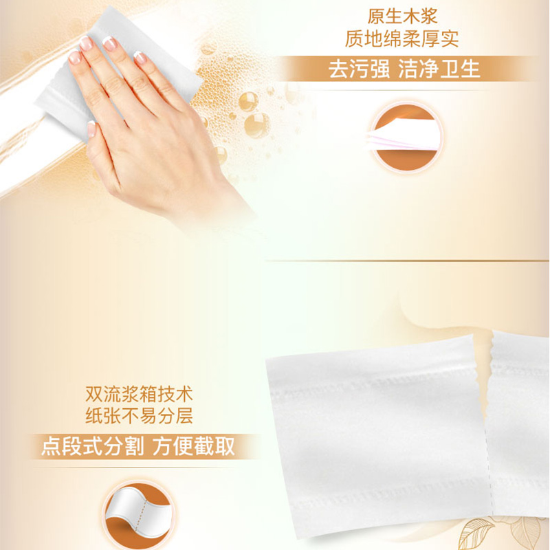 心相印(Mind Act Upon Mind) 小熊四层卷筒纸4提-40卷 (1000g/10卷/提) BT100高清大图