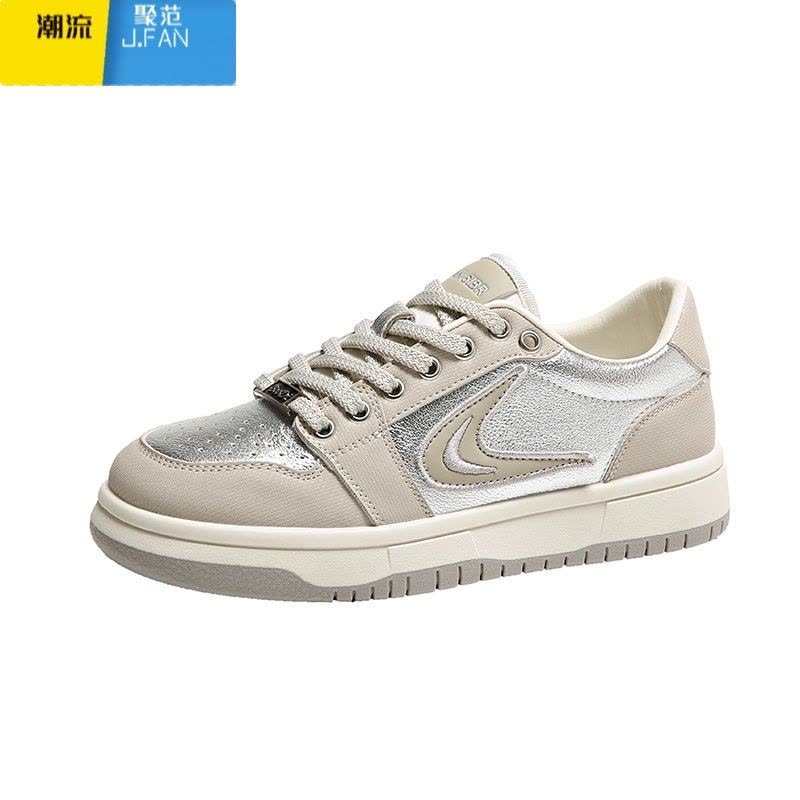 聚范小众银色板鞋女2024春季新款休闲百搭厚底鞋子单鞋运动鞋女款图片